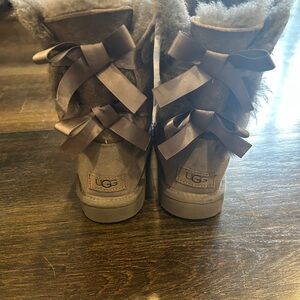 UGG Gray Boots with Satin Bows
